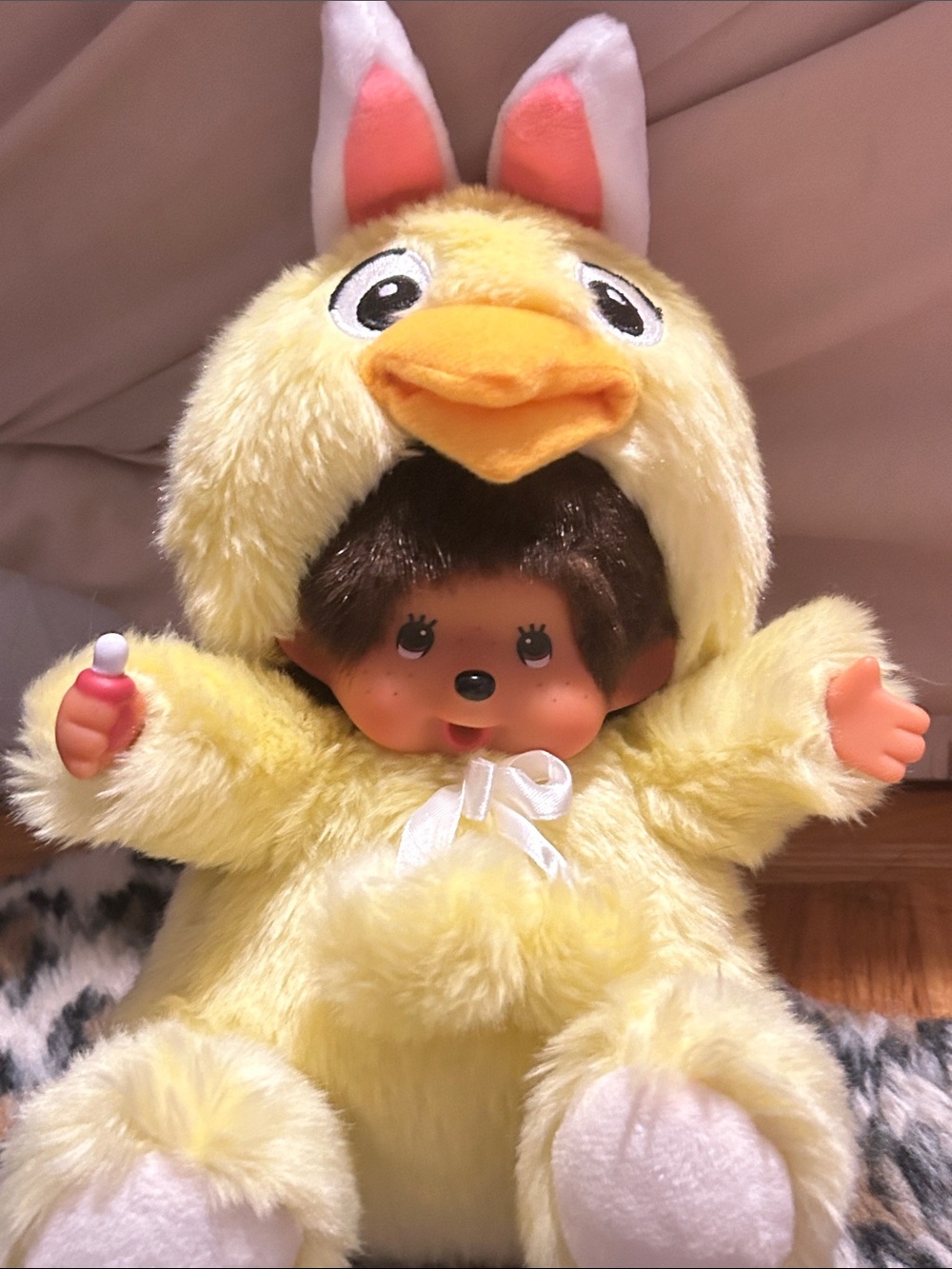 Yellow Monchhichi Bunny Rabbit Plush